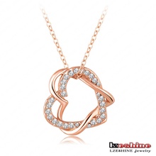 Valentines Gift Alloy Metal Heart Pendant Necklace Pave Austrian Crystals Fashion Jewelry Mix Colors Options LN-NL0006