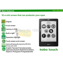  Kobo Touch N905C MP3 Original 6 2GB WiFi Eink Ebook Reader 6 inch Mini Wi