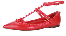 Hot Selling Women Calfskin Pointed Toe Rivets Flat Shoes Genuine Leather Flats 39 Colors