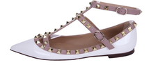 Hot Selling Women Calfskin Pointed Toe Rivets Flat Shoes Genuine Leather Flats 39 Colors