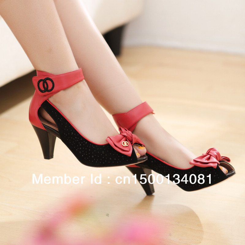 Free shipping high quality women s Sandals full grain leather genuine leather high heel butterfly knot
