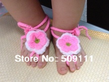Baby Barefoot Sandals foot Jewelry baby girl shoes Crochet foot flower Colorful newborn to toddler 10pairs