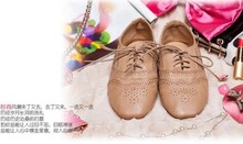 women Vintage british style oxfords genuine leather round toe  flats women  the bal-type shoes sapatos