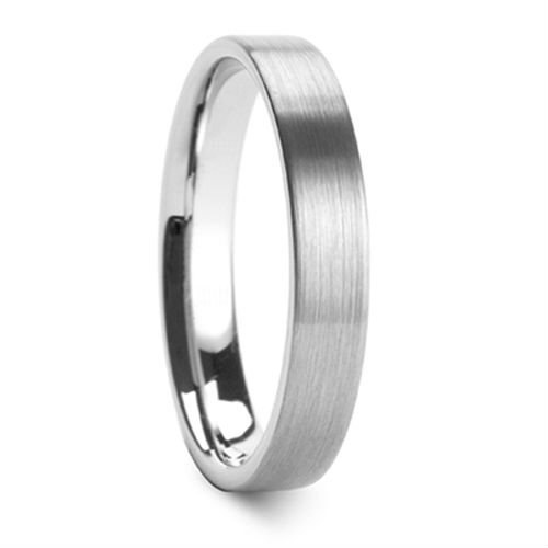 Tailor Made 4mm Brush FInish Tungsten Ring Flat Wedding Band Size Size 4 18 NR034 