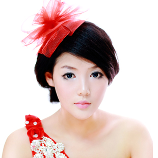 Colour bride red gauze hair accessory insert comb feather hair accessory marriage accessories