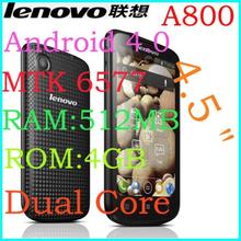 Free shipping original Lenovo A800 MTK6577 Dual Core 1.2Ghz 512M+4G Dual SIM 4.5″ IPS Android 4.0 Google Play
