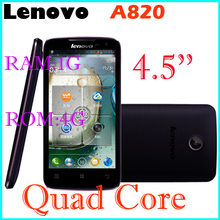 Hot selling Original Lenovo A820 Russian Menu phone Quad core 1.2G CPU 4.5 inch IPS 4GB ROM 1GB RAM 8MP Camera
