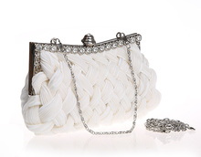 Brand New Fashion Women s Handbags Hand woven Satin Diamond Clutch Evening Dinner Bag Chain Shoulder