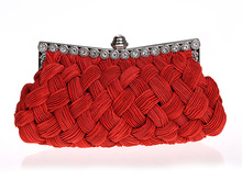 Brand New Fashion Women s Handbags Hand woven Satin Diamond Clutch Evening Dinner Bag Chain Shoulder