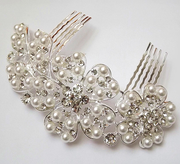 Bridal Wedding Jewelry Crystal Hair Comb Flowers Leaf Pearl Flowers tuck Comb Hairpin Free Shipping A2