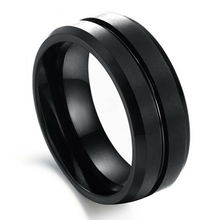 8mm Black Tungsten Ring Brushed Beveled Wedding Band Size 7, 8, 9, 10, 11, 12 (#NR60)