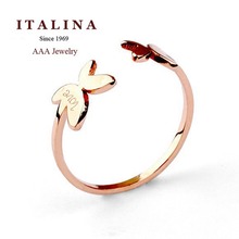 891665 High Quality Rose Gold Plated Jewelry Fashion Love Butterfly Opening Ring for Women
