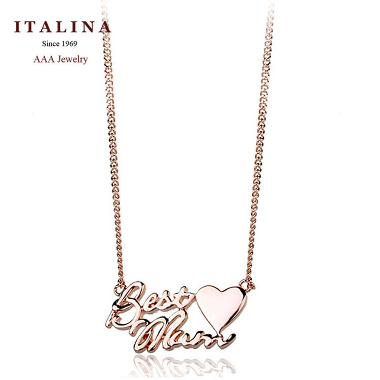 High Quality New 2015 Fashion ITALINA Pendant Necklace Jewelry 18K Gold Plated Best Mom Necklace For
