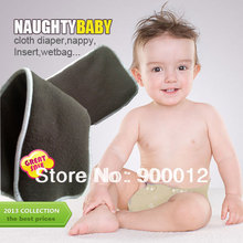 Free Shipping Naughty Baby Charcoal Bamboo 100pcs 4 Layers(2+2) Washable Baby Cloth Diaper pads Nappy Inserts