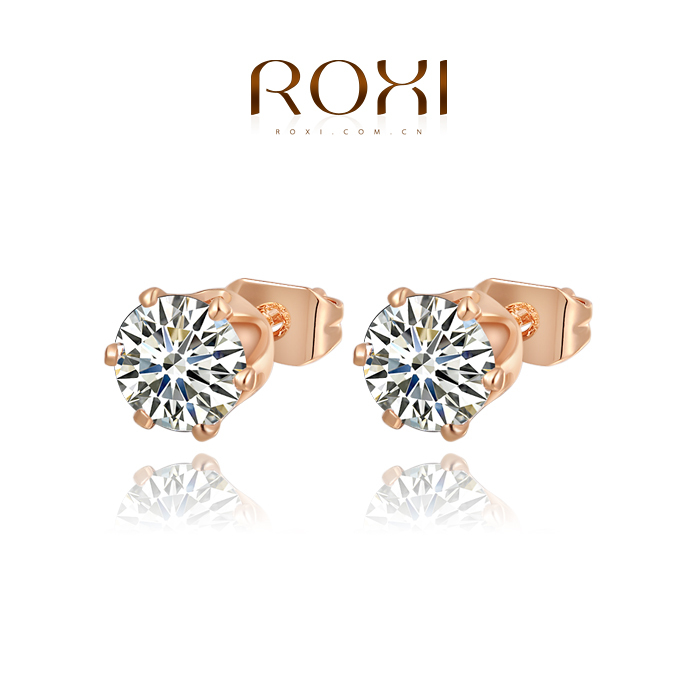 ROXI Free Shipping Simple Style Gold Plated Stud Earrings Pure Handmade Elegant Fashion Earrings Women Party