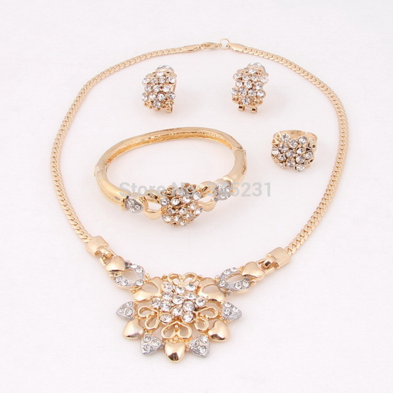 New Design dubai Women fashion Jewelry set Australia Crystal 18k Gold ...