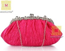New Women s Handbags Fashion Diamond Silk Fold Clutch Wedding Party Bridal Evening Bag Chain Shoulder