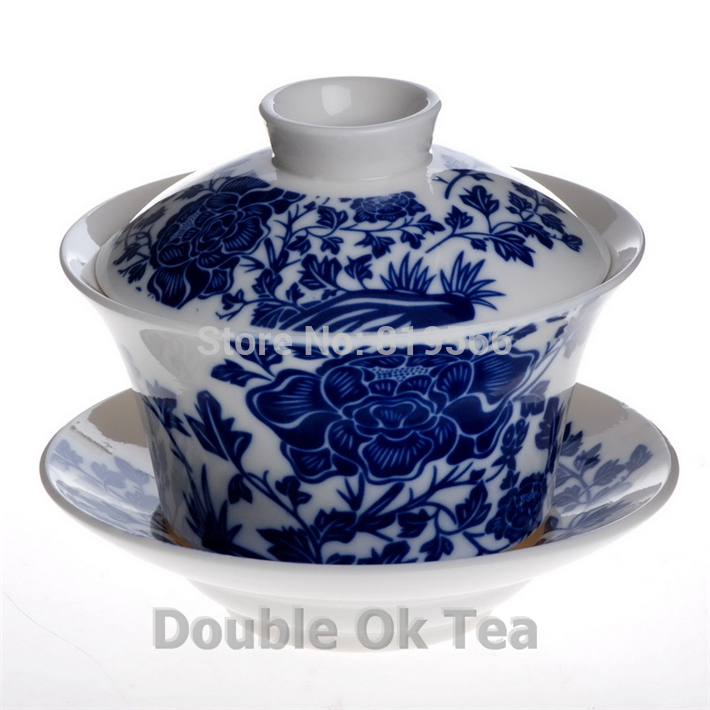 200ml White And Blue Porcelain Gaiwan Fine Bone China Tea Set Novelty Items Tea Service Nice