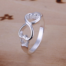 Free Shipping 925 Sterling Silver Ring Fine Fashion Double Heart Ring Women&Men Gift Silver Jewelry Finger Rings SMTR092
