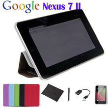 5in1 Set For Google Nexus 7 II Rotating Stand Leather Case + OTG Cable + Screen Protector + Pen + Computer Bag