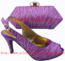 Free Shipping  BY DHL!!! New italian design lady shoes with matching bags for wedding party ,high quality platfrom 307-5 purple