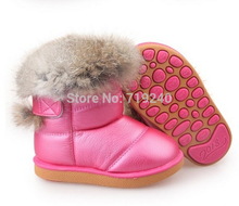 2015 NEW free shipping Real Rubbit fur children s snow boots EU21 30 kids girls warm