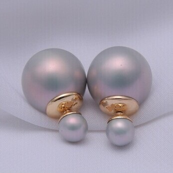 2014 new fashion double pearl stud earrings for women brinco perola high quality earring jewelry wholesale