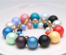 2014 new fashion double pearl stud earrings for women brinco perola high quality earring jewelry wholesale