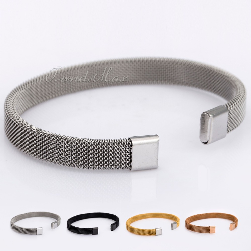 8MM Stainless Steel Mesh Cuff bangle Bracelet men womens fashion jewelry 4optional Colors Gift Promotion Wholesale