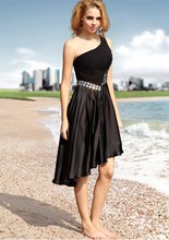 Chiffon And Satin A-line One-shoulder Knee-length Homecoming Dress