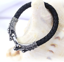 leather Tibetan silver men bracelet titanium fashion male vintage accessories parataxis dragon bracelet men jewelry TH