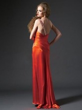 Splendid A-line One-Shoulder Beading Sleeveless Floor-Length Elastic Woven Satin Dress