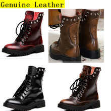 Winter new motorcycle leather short boots in Europe and America skull Martin Ms. snow boots women’s boots