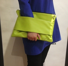 Woman Bags New Neon Color Wide Band Leatherette CLUTCH IT bag Fashion Handbag