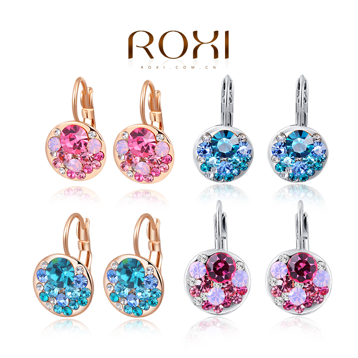 ROXI fashion colorful Crystal Girls earring Multilayer Crystal new design women earrings Gold alloy Valentine Birthday