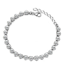 Genuine 925 Sterling Silver Bracelet Women s Heart jewelry Crystal Love Bracelet JewelOra BA100985 