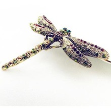 2014 New Fashion Jewelry Accessories Brooch For Girl Vintage Lovely Dragonfly Crystal Rhinestone Scarf Pins Brooches