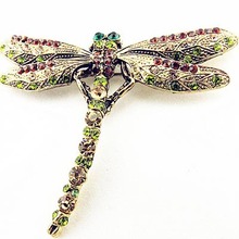 2014 New Fashion Jewelry Accessories Brooch For Girl Vintage Lovely Dragonfly Crystal Rhinestone Scarf Pins Brooches