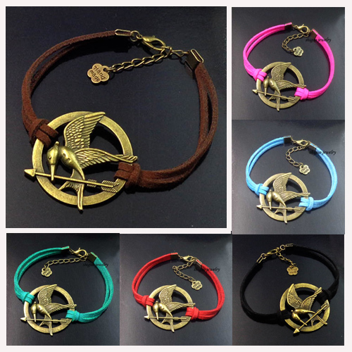 Fashion-Jewelry-Hunger-Games-Laugh-birds-Alloy-leather-lucky-bracelet ...