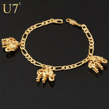 Trendy Charm Bracelets Jewelry Items For Women Fashion 18K Real Gold Plated Lovely Elephant Pendant Bracelets & Bangles H372