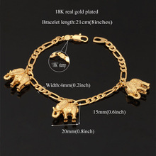 Charm Bracelets For Women Fashion Jewelry Sale Trendy 18K Real Gold Plated Link Chain Lovely Elephant
