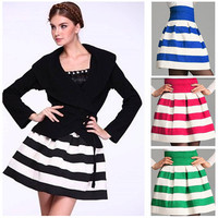 Colored-Stripes-Woman-s-Skirt-2014-High-
