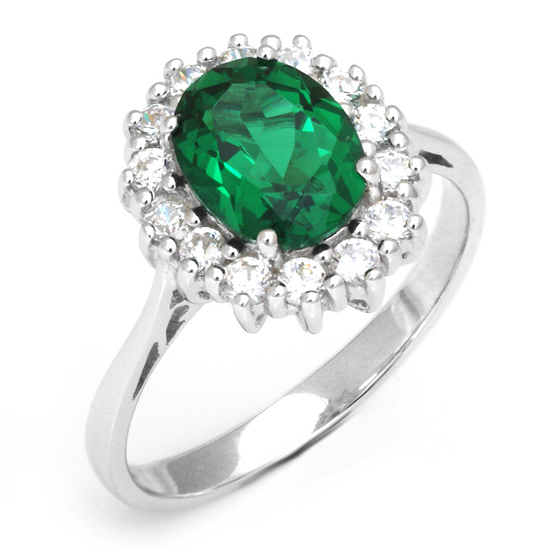 Princess Diana Engagement Wedding Gem Stone Nano Russian Emerald Ring ...