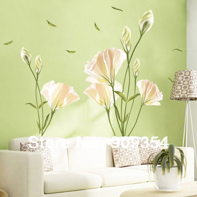 New-Arrival-140-120-High-Quality-Lily-Flower-Wall-stickers-Romatic-TV ... New-Arrival-140-120-High-Quality-Lily-Flower-Wall-stickers-Romatic-TV ...