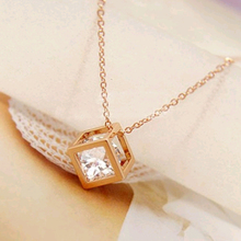 Small Accessories Magic Cube Necklace Short Design Chain Gold Necklaces Pendants Sliver Necklaces Zircon Inside Free