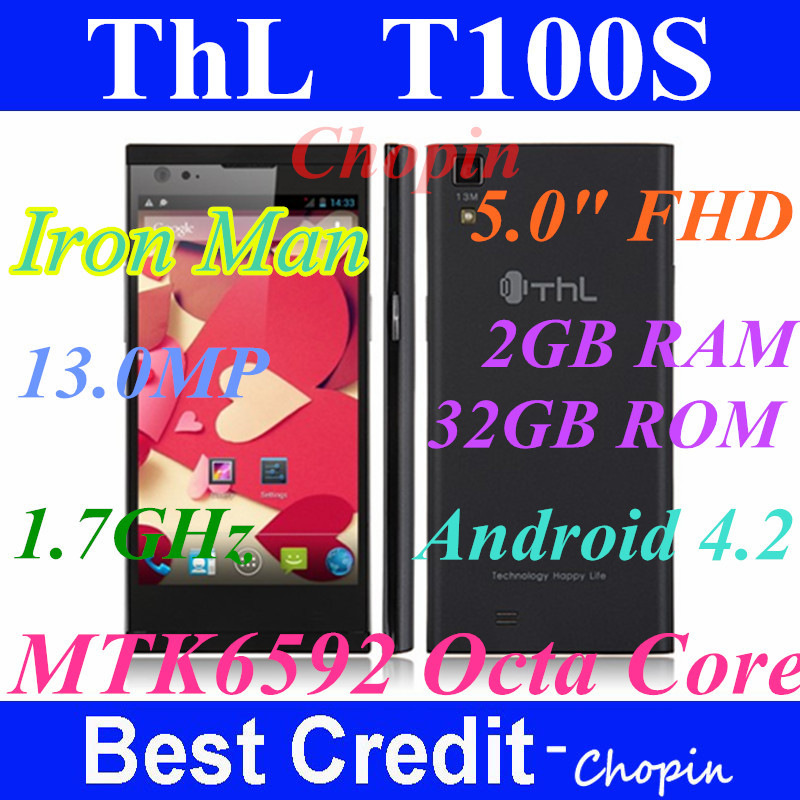 Original Black THL T100s Iron Man Android 4 2 MTK6592 phone 1 7GHz Octa Core 2gb