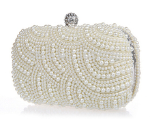 2015 Luxury silver chain women evening bags pearl gorgeous wedding clutch noble princess handbags women bag