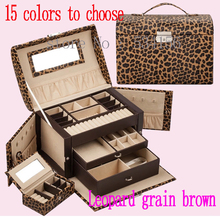 luxury Practical leather jewelry box casket earrings necklace pendant jewelry display gift packaging box