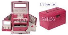 luxury Practical leather jewelry box casket earrings necklace pendant jewelry display gift packaging box