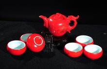 7pcs Exquisite Tea Set, Porrtery Teaset,Red,A3TH01, Free Shipping